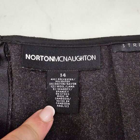 Norton McNaughton Wool Blend Midi Skirt Womens 14 Gray Modest Academia A Line - Picture 7 of 9